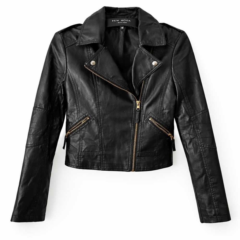 Few Moda New York Black Faux Leather Moto Jacket – Size M - Picture 5 of 5